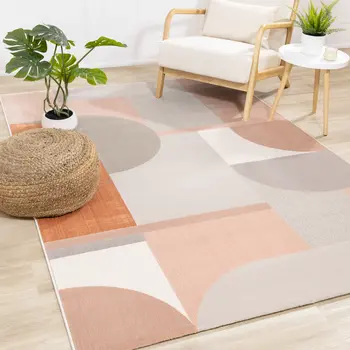8' X 11' Pink And Gray Geometric Area Rug
