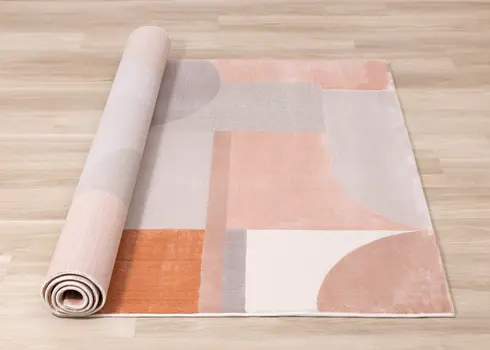 8' X 11' Pink And Gray Geometric Area Rug