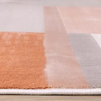 8' X 11' Pink And Gray Geometric Area Rug
