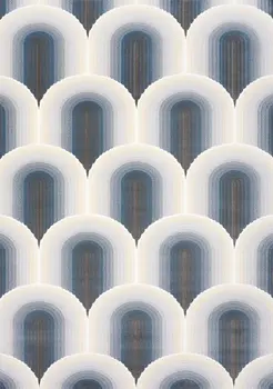 5' X 8' Cream And Blue Geometric Area Rug
