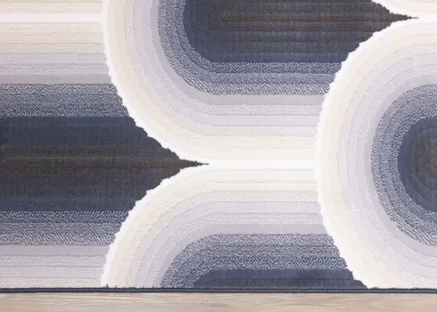 8' X 11' Cream And Blue Geometric Area Rug