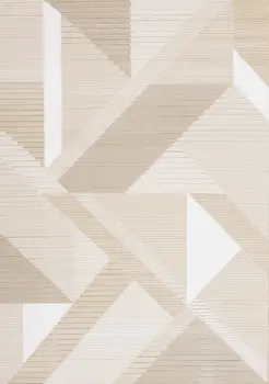 5' X 8' Beige And Cream Geometric Area Rug
