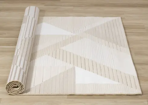 5' X 8' Beige And Cream Geometric Area Rug