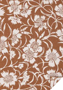 7' X 10' Orange And White Botanical Leaves Area Rug