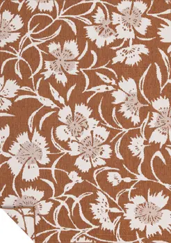 8' X 11' Orange And White Botanical Leaves Area Rug