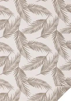 5' X 8' Taupe And Cream Botanical Leaves Area Rug