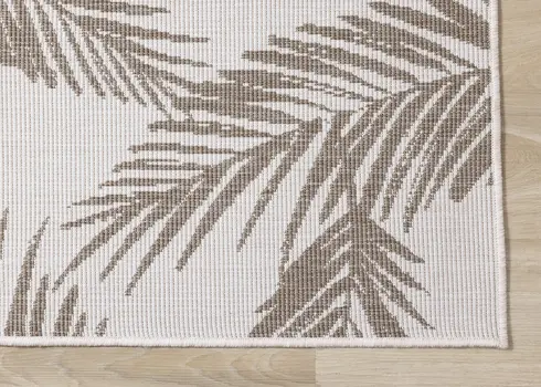 5' X 8' Taupe And Cream Botanical Leaves Area Rug