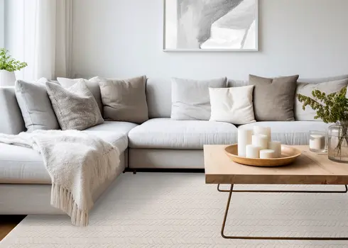 5' X 8' Beige And Cream Chevron Area Rug
