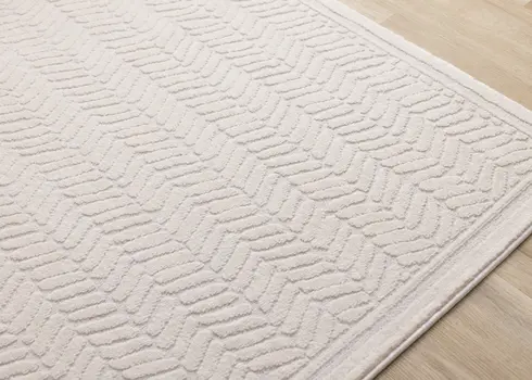 5' X 8' Beige And Cream Chevron Area Rug