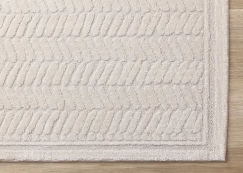 5' X 8' Beige And Cream Chevron Area Rug