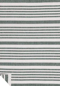 5' X 8' Green And Gray Striped Area Rug