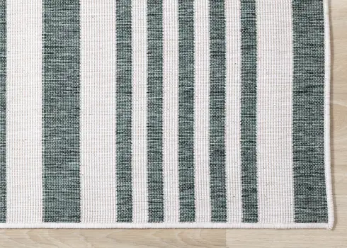 5' X 8' Green And Gray Striped Area Rug