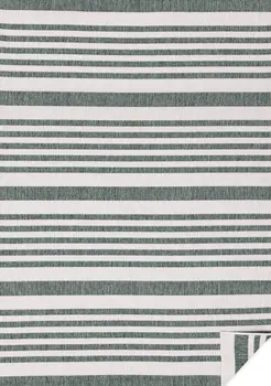 8' X 11' Green And Gray Striped Area Rug