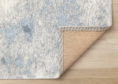 8' X 11' Cream And Blue Abstract Area Rug