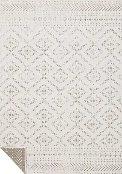 5' X 8' Taupe And Cream Geometric Area Rug