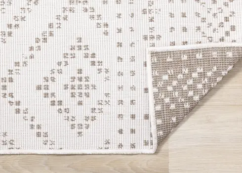5' X 8' Taupe And Cream Geometric Area Rug