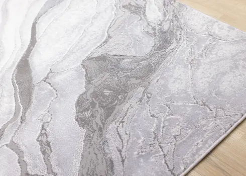 7' X 10' Gray And Off White Abstract Area Rug