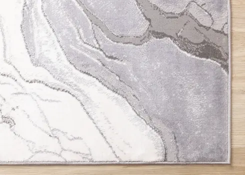7' X 10' Gray And Off White Abstract Area Rug