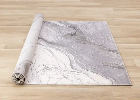 7' X 10' Gray And Off White Abstract Area Rug