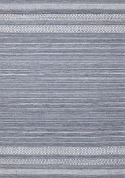 5' X 8' Gray And White Striped Hand Woven Area Rug