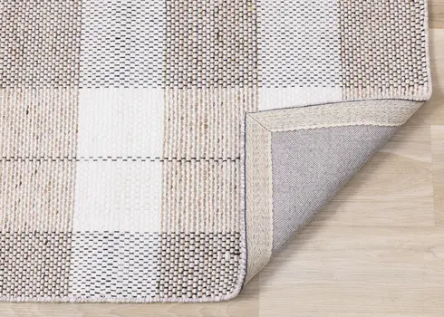5' X 8' Cream And Gray Geometric Hand Woven Area Rug