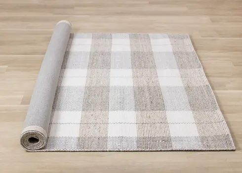 8' X 11' Cream And Gray Geometric Hand Woven Area Rug