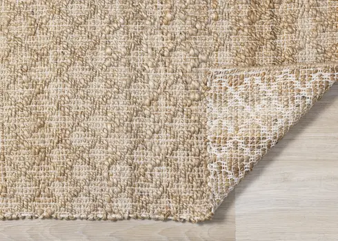 5' X 8' Beige And Light Brown Jute Geometric Hand Woven Area Rug