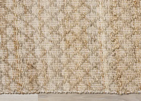 8' X 11' Beige And Light Brown Jute Geometric Hand Woven Area Rug