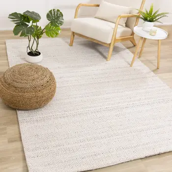 5' X 8' Cream And Beige Geometric Hand Woven Area Rug