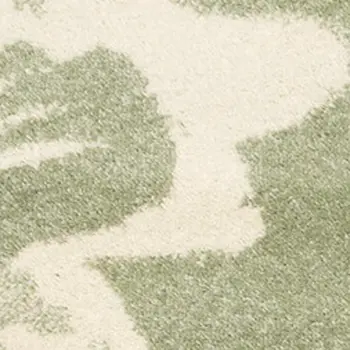5' X 8' Green And Cream Botanical Leaves Area Rug