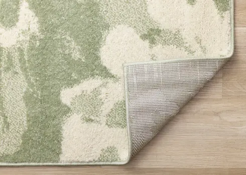 5' X 8' Green And Cream Botanical Leaves Area Rug