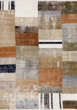 5' X 8' Beige And Orange Geometric Area Rug