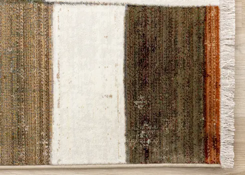 5' X 8' Beige And Orange Geometric Area Rug