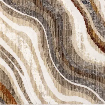 7' X 10' Cream And Beige Abstract Area Rug