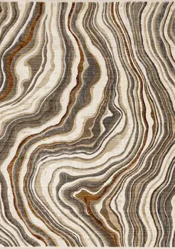 7' X 10' Cream And Beige Abstract Area Rug