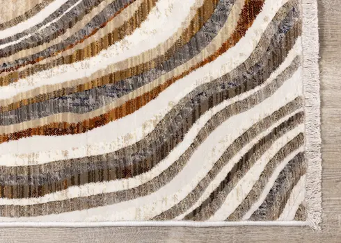 7' X 10' Cream And Beige Abstract Area Rug