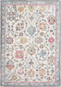 5' X 8' Cream And Blue Abstract Area Rug