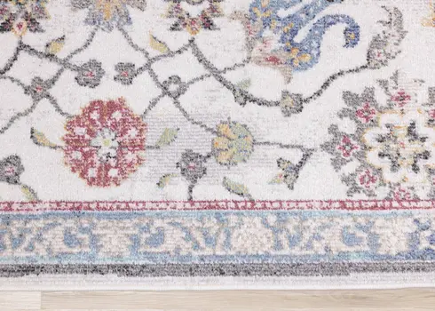 5' X 8' Cream And Blue Abstract Area Rug