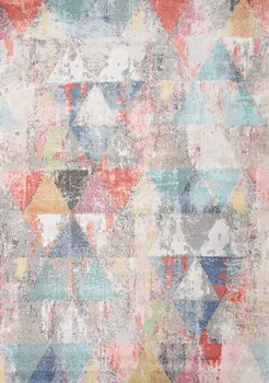 5' X 8' Gray And Pink Geometric Area Rug