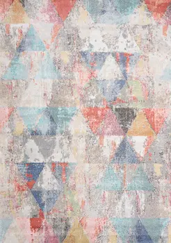 5' X 8' Gray And Pink Geometric Area Rug