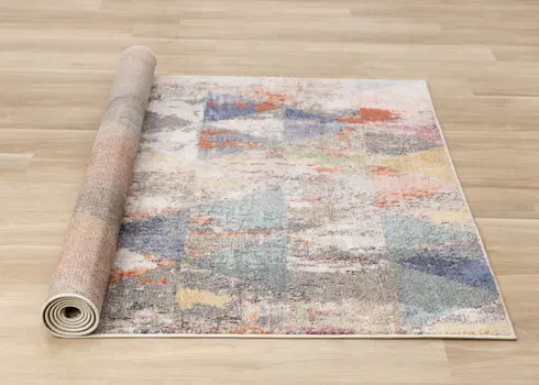 5' X 8' Gray And Pink Geometric Area Rug