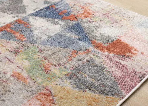 8' X 11' Gray And Pink Geometric Area Rug
