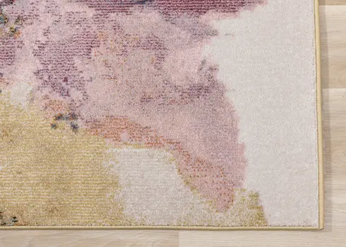 5' X 8' Yellow And Pink Botanical Leaves Area Rug