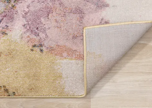 5' X 8' Yellow And Pink Botanical Leaves Area Rug
