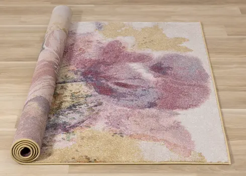 5' X 8' Yellow And Pink Botanical Leaves Area Rug