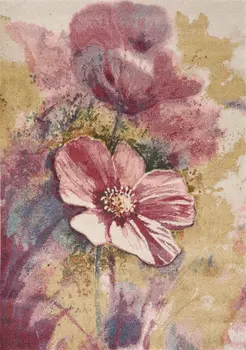 8' X 11' Yellow And Pink Botanical Leaves Area Rug