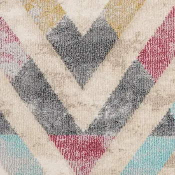 8' X 11' Cream And Blue Chevron Area Rug
