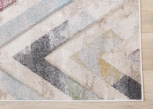 8' X 11' Cream And Blue Chevron Area Rug