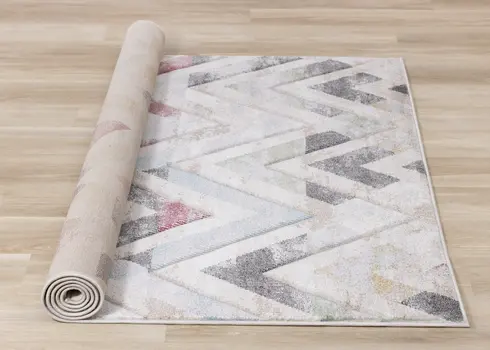8' X 11' Cream And Blue Chevron Area Rug