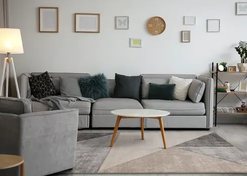 8' X 11' Gray And Beige Geometric Area Rug